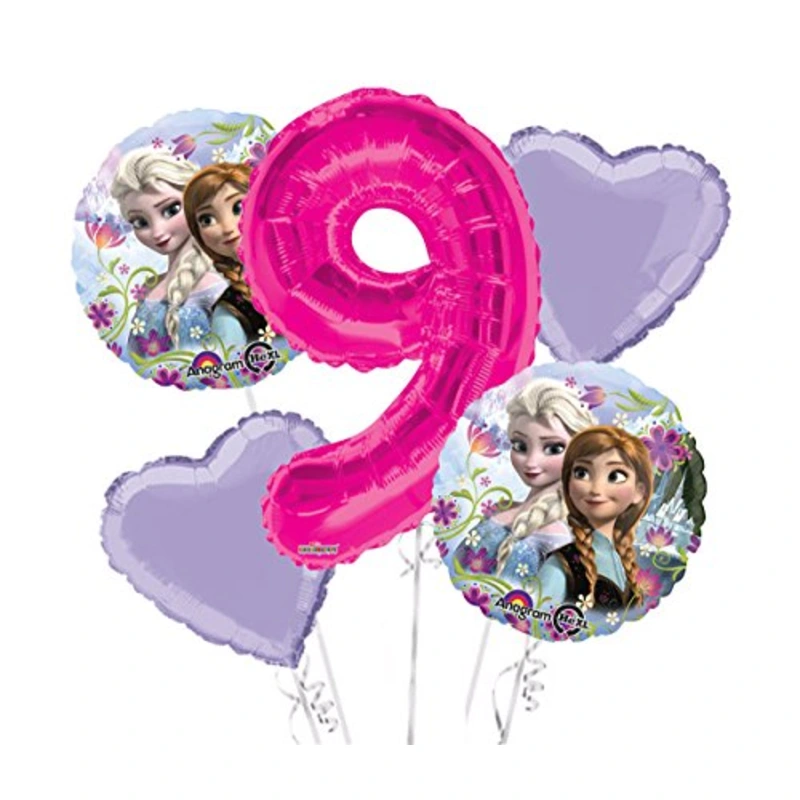 Frozen Balloon Bouquet 9th Birthday 5 pcs – Party Supplies