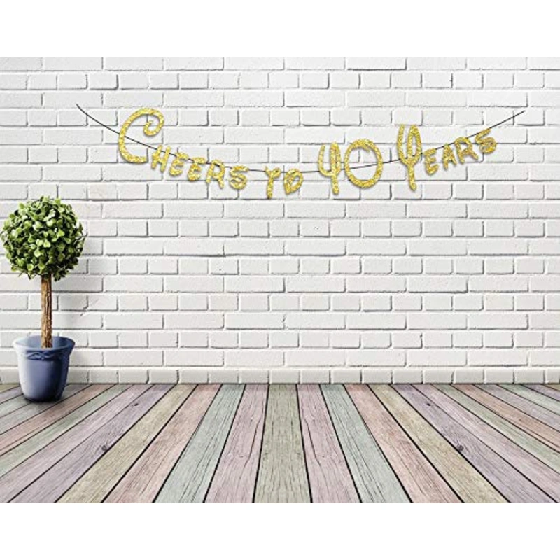 Gold Glittery Banner Years Birthday Banner Cheers To 40 Years Photo Prop Happy Birthday Sign Anniversary Celebrate Decor Glitter Party Decoration Supplies